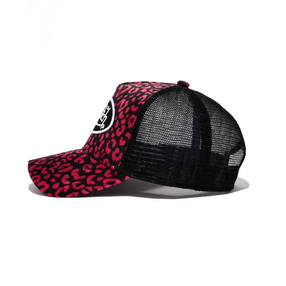 Von Dutch Hot Pink Cheetah Velvet Trucker Hat MSRP89